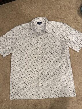 George White Short-Sleeve Floral Print Button-Down Shirt